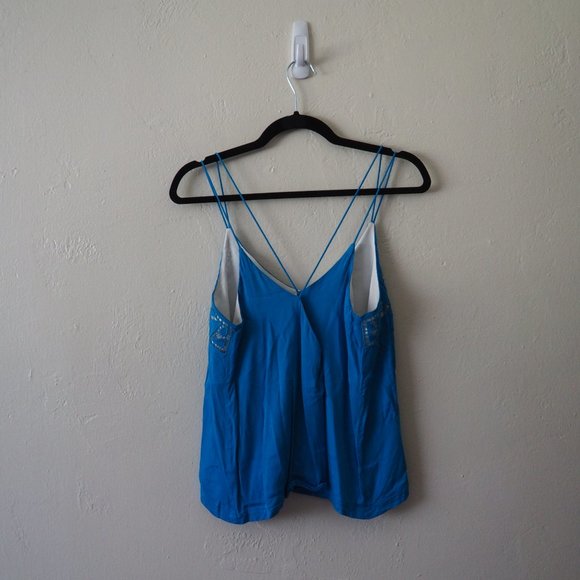 * Townsen Blue Spaghetti Strap Laser Cut Tank Top - Picture 3 of 5